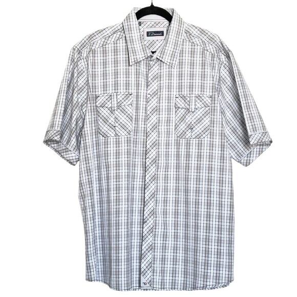 7 Diamonds Mens 100% Cotton Plaid Short Sleeve Button Down Shirt Size 3XL - Picture 1 of 10